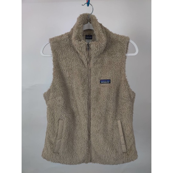 Patagonia Women fleece vest jacket warm winter beige size Large